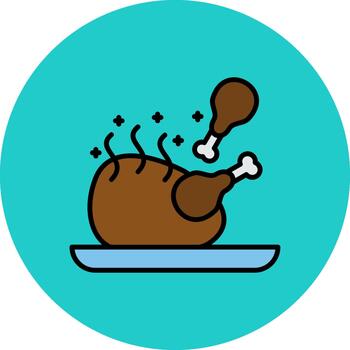 Fried Chicken Minimal Curve Block vector