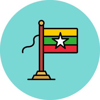 Myanmar Flag Frosted Grid Symbol vector