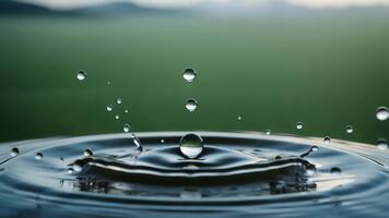 fängslande vatten liten droppe kollision skapande dynamisk krusningar och stänk, perfekt för natur, vetenskap, eller renhet visuella video