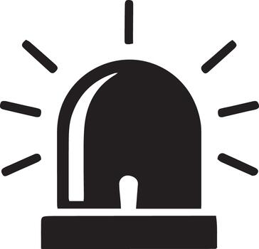 Black siren outline shines with radiating lines on a transparent background vector