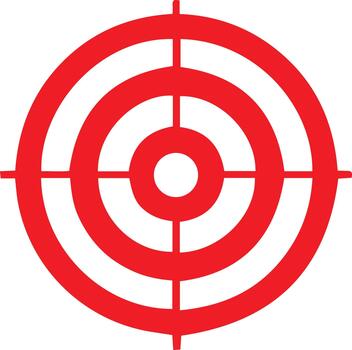 negrita rojo circular objetivo con preciso punto de mira en contra un blanco antecedentes es visible vector