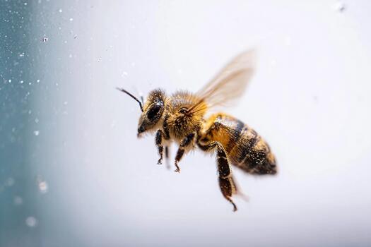 Mid-flight bee captured in slow-motion revealing delicate details photo