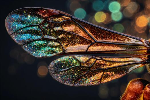 Delicate wings showcasing shimmering textures in vibrant colors photo