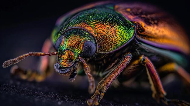 Vivid macro details of a beetle captured in stunning close-up clarity photo