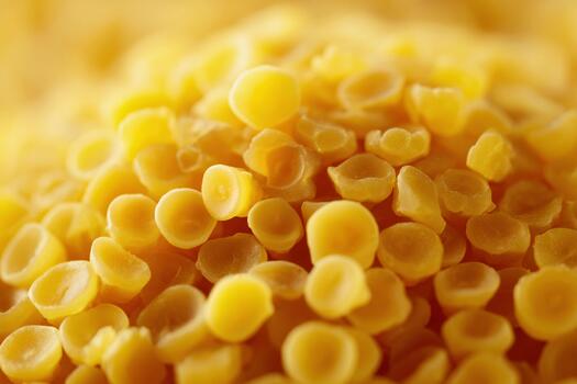 Close-up view of clean yellow pellets with detailed texture and shape photo