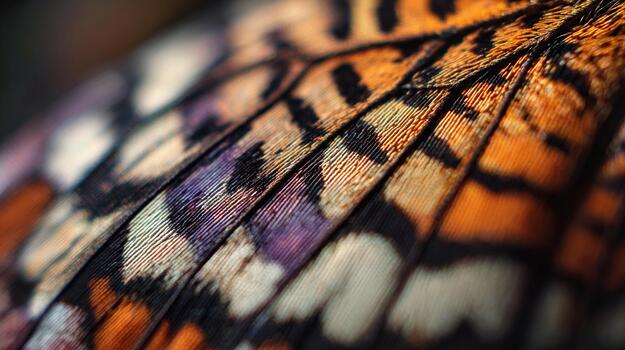Close-up view of a butterfly wing showcasing intricate patterns and colors photo
