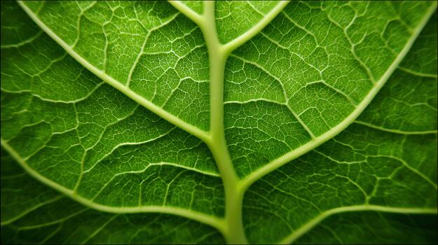 Detailed view of a leaf showcasing intricate patterns and textures in nature photo