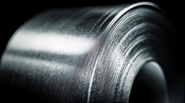 Close-up view of shiny metal surface showcasing fine details and textures photo