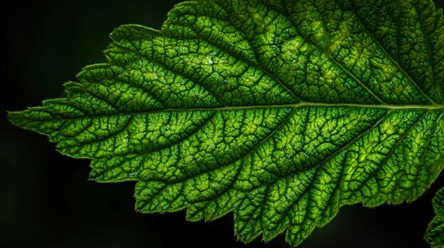 Dew-covered leaf veins reveal intricate patterns in nature's design photo