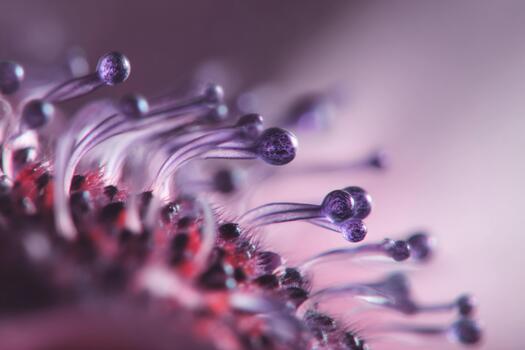 Close view of purple plant structures under soft light in natural setting photo