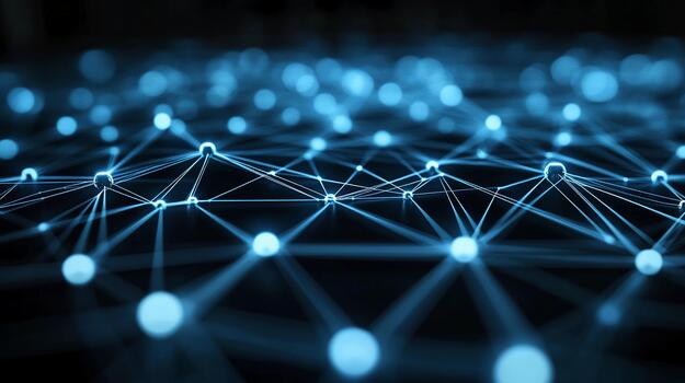 digital red conexiones formando un complejo diseño con brillante azul nodos foto