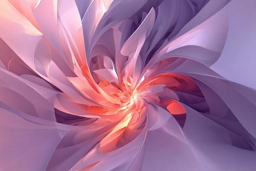 Colorful swirl of abstract shapes in soft purple tones and warm highlights photo