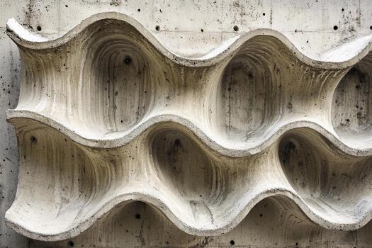 Unique concrete wall design showcasing undulating wave patterns during daylight photo