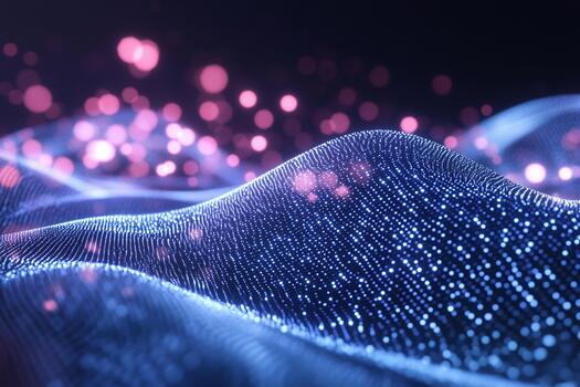 Colorful light waves creating a mesmerizing digital landscape at night photo