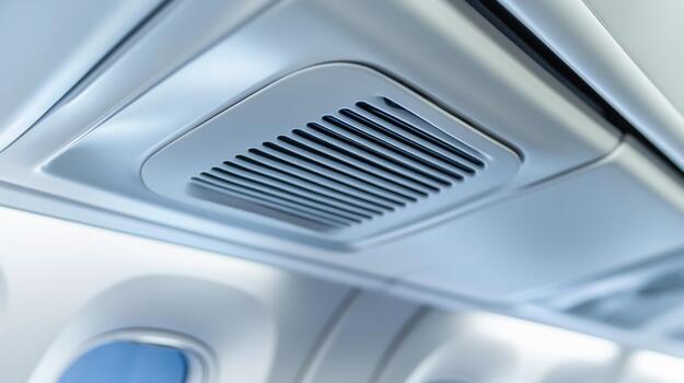 Ventilation system inside an airplane cabin during a flight photo