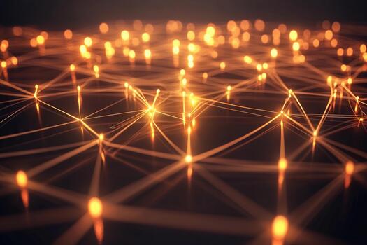 Glowing network of lines and points symbolizing technology and data flow in photo