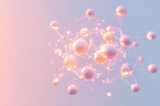 Pastel-colored molecular structure with glowing details created by photo