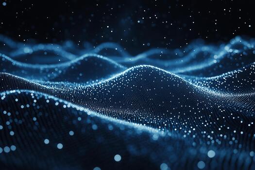 Digital waves of light create a mesmerizing visual display in dark space photo