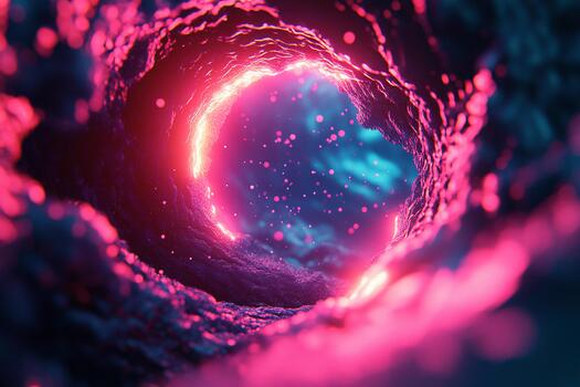 Colorful vortex seen from a close angle with glowing particles in motion photo