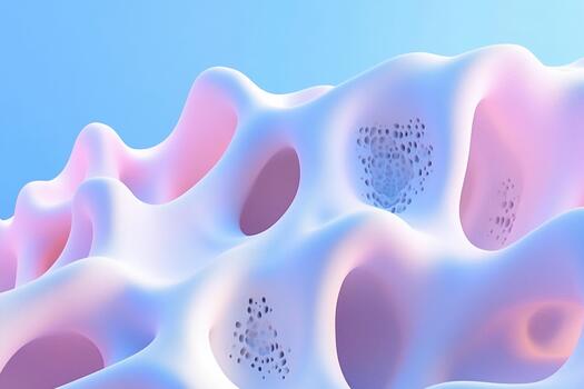3D abstract rendering of porous structure with soft colors and gentle curves photo