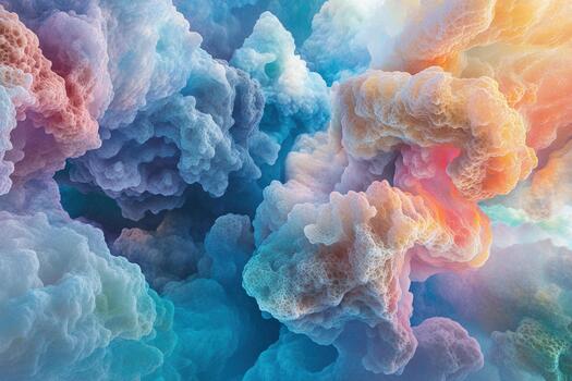 Colorful abstract clouds swirl together in a vibrant digital design photo