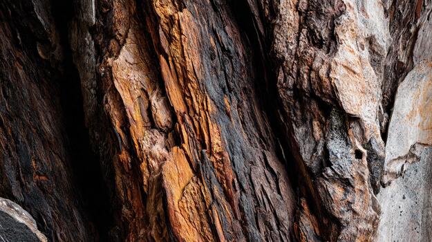 Close-up view of intricate textures on a large tree bark in a natural setting photo