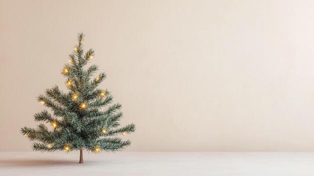 suave calentar luces crear un acogedor atmósfera alrededor un sencillo Navidad árbol foto