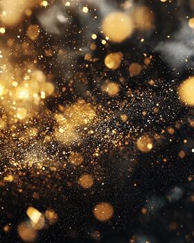 Golden sparkles scattered in natural light create a magical atmosphere photo