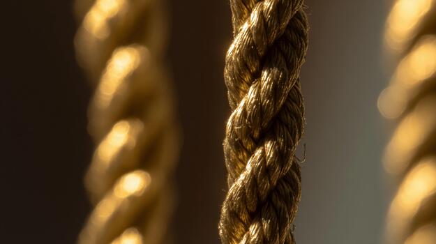 de cerca de trenzado dorado hebras exhibiendo realista oscuridad y Destacar foto