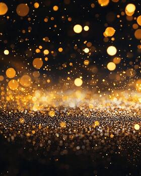 Golden sparkles shimmer in natural light creating a magical atmosphere photo