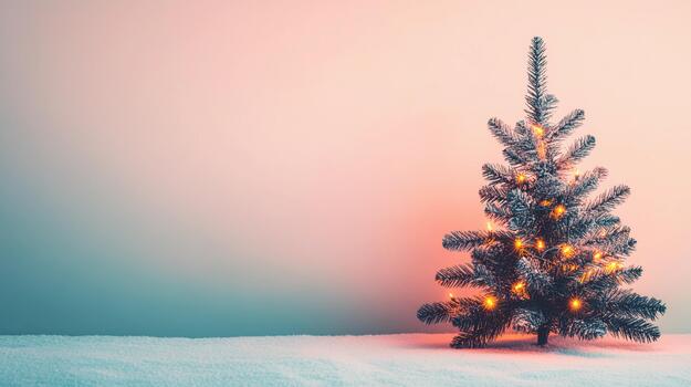 Soft glowing lights on a Christmas tree silhouette in a cozy indoor setting photo