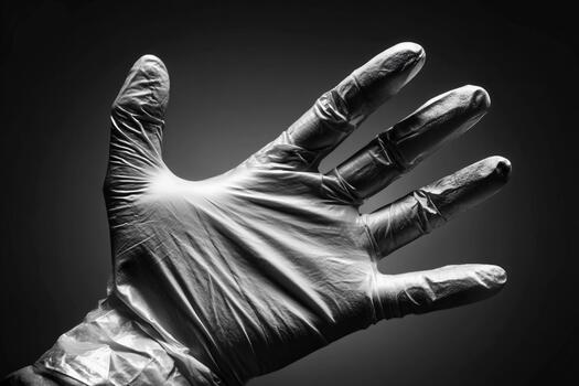 Close-up of a gloved hand demonstrating precision and care under soft lighting photo