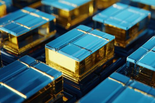 varios metálico formas monitor suave reflexiones y intrincado detalles en un vibrante arreglo foto