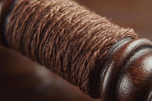 Close-up view of a handcrafted wooden object showcasing fine detail and texture photo