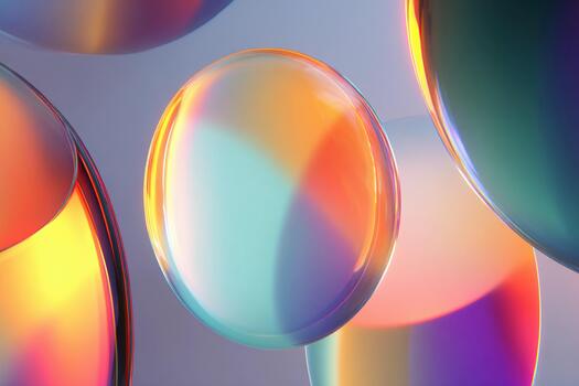 Soft abstract shapes create a mesmerizing display of colors and reflections photo