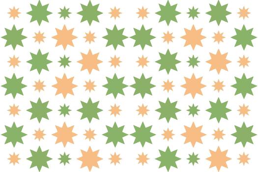 Repeating pattern of green and orange starburst shapes on a white background starburst pattern geometric pattern vector