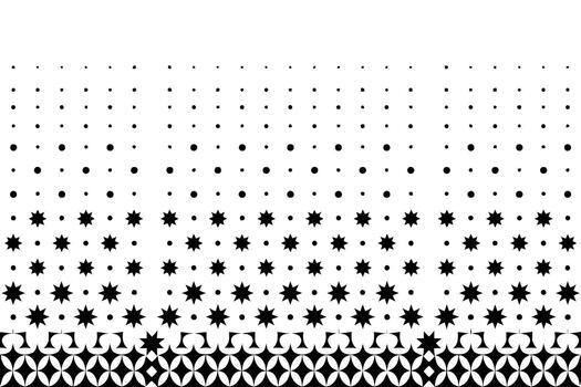 negro y blanco geométrico modelo con puntos estrellas y circular formas resumen antecedentes vector