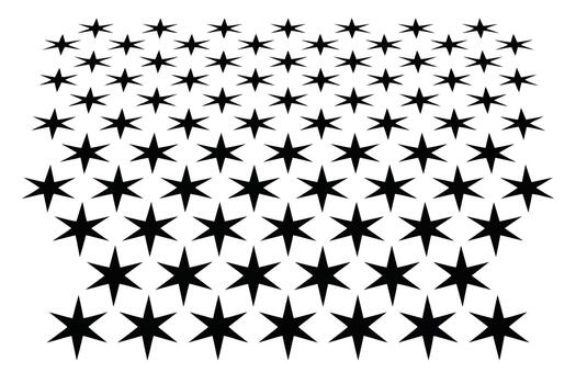 Black eight pointed stars arranged in a dense pattern on a white background vector