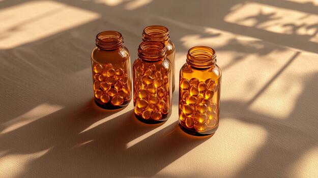 botellas lleno con rosario crear suave oscuridad en un neutral mesa superficie foto