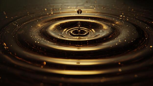 ondulación dorado agua gotas crear fascinante patrones en todavía superficie foto