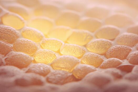 Honeycombs glowing softly under warm natural light photo