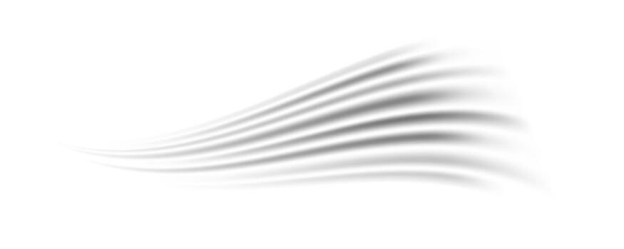 Grey wind lines effect. Air flow stream wave motion trace. Light curved speed element. Swoosh or swash stripe path design illustration. Air conditioner blow concept. Twirl swish background vector