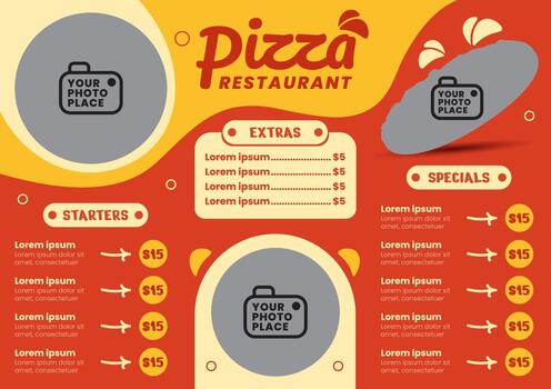 Fast food menu template with pizza menu vector
