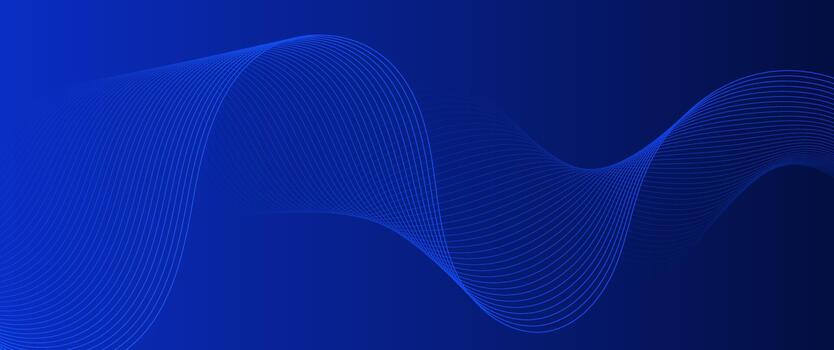 Abstract blue flowing wave background with soft lighting and smooth curved shapes. vector