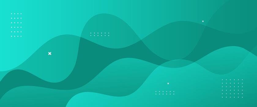 Abstract green cyan gradient background with smooth wave shapes. vector