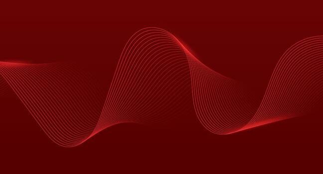 Deep red abstract wave background with smooth flowing curves. vector