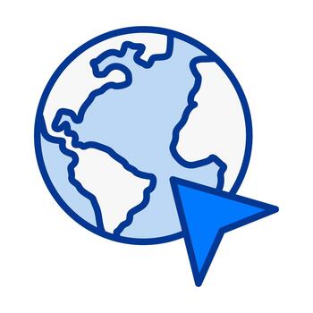 globo cursor hacer clic plano de colores icono para en todo el mundo navegación y en línea Interacción vector
