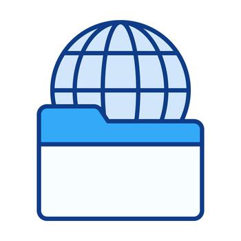 Globe Folder Flat Colored Icon for Global File Management and Digital Organization vector