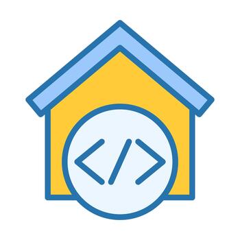 Home Code Flat Colored Icon for Web Development and Digital Housing Tools vector