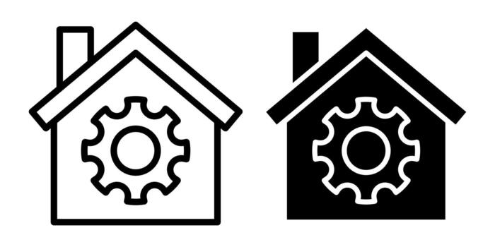 Home Settings Black Icon Bundle for Configuration and System Adjustment Designs vector